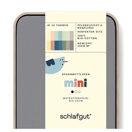 schlafgut Casual Mini Fitted Sheet for Baby and Cot, 60 x 120 cm - 70 x 140 cm, Fitted Sheet 100% Organic Cotton, Grey Mid