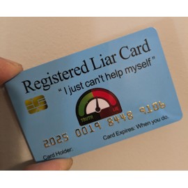 Aromabug Funny Novelty Credit Card, Registered Liar Design, 4 Pack, Blue