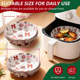 Air Fryer Liners, Disposable Air Fryer Liner for 6 qt GreenLife Airfryer, Non-Stick & Non-Leak Parchment Paper for Frying, Baking, Christmas Holiday Atmosphere Style Kitchenware (7.8 Square)