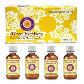 Deve Herbes Essential Oil Kit 100% Natural Therapeutic Grade 10ml (0.33 oz) Each - Pack of 4