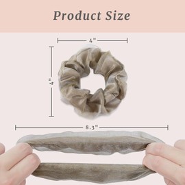 Mirlern 10-Piece Oversized Chiffon Scrunchies for Women and Girls, Cute Jumbo Organza Hair Ties Rope No Damage No Crease Hair Accessories Ponytail Holder (Coffee Theme)
