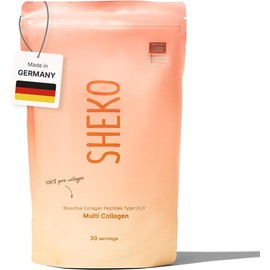 SHEKO Premium Collagen Powder 450 g - Natural Bioactive Collagen Hydrolysate - Peptides Type 1, 2, 3 - Collagen Powder - Purest Quality - Optimal Solubility - Protein Powder - Made in Germany