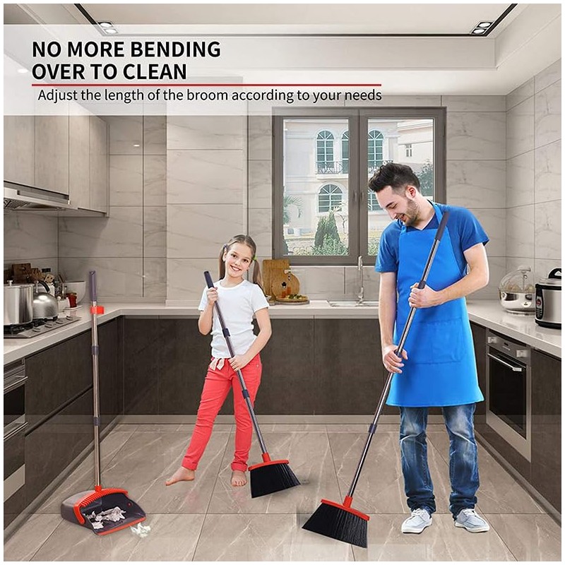 2-Pack is More economical,Brooms with Dustpan Combo Set， with 52"