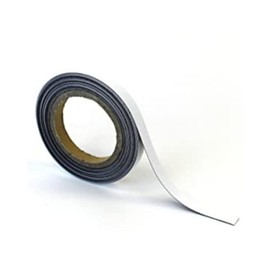 Magnetic Steel Easy-Wipe Tape, Thin & Flexible, Cut to Fit Strip, Strong Magnetic Tape, High Visible Identification, Suitable For All Non-Magnetic Surfaces - White - H.15mm x W.10M