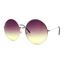Classic Oversize Joplin Style Hippie Round Circle Lens Sunglasses Gold Purple Yellow
