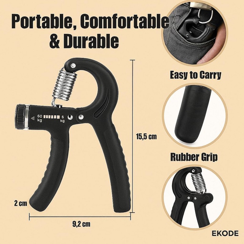 EKODE Fitness Adjustable Grip Strengthener (5–60 kg) – Hand Exerciser