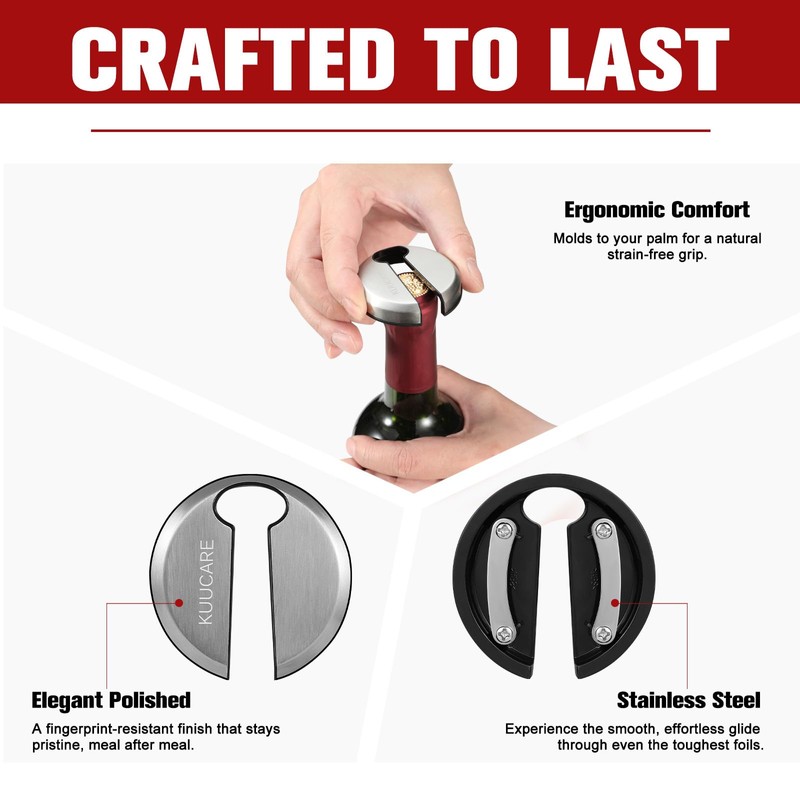 Wine Foil Cutter, Stainless Steel Foil Remover with Sharp Blades
