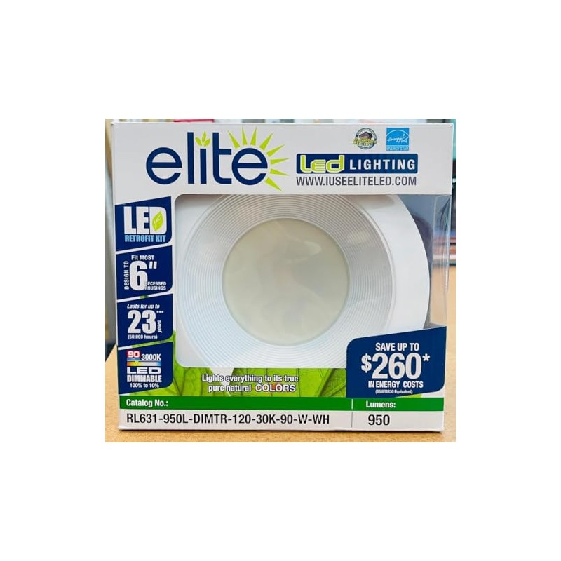 Elite RL631 6" LED Baffle Retrofit Kit, 950 Lumens (White,