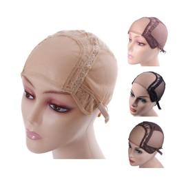 4 x 4 inches U-Part Swiss Lace Wig Cap for Making Wigs with Adjustable Straps Mesh Wig Cap for Making Wigs (Blonde XL 58 cm)