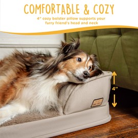 CANINE CANYON JoJo Dog Bed for Medium Dogs, Washable Dog Sofa with Removable Cover, Supportive Foam Pet Couch Bed with Nonskid Bottom, Tan