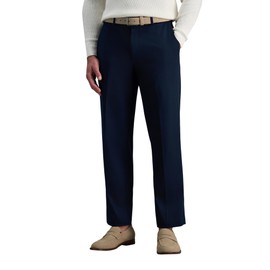 Haggar Men's Premium No Iron Khaki Classic Fit Pleat Front Casual Pant (Regular and Big & Tall Sizes), Dark Navy, 34W x 31L