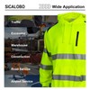 Sicalobo Men's High Visibility Safety Hoodie,ANSI Class 3 Reflective Work
