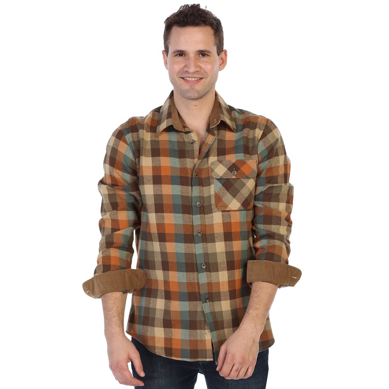 Gioberti Men's Brushed Flannel 100% Cotton Plaid Checkered Shirt with