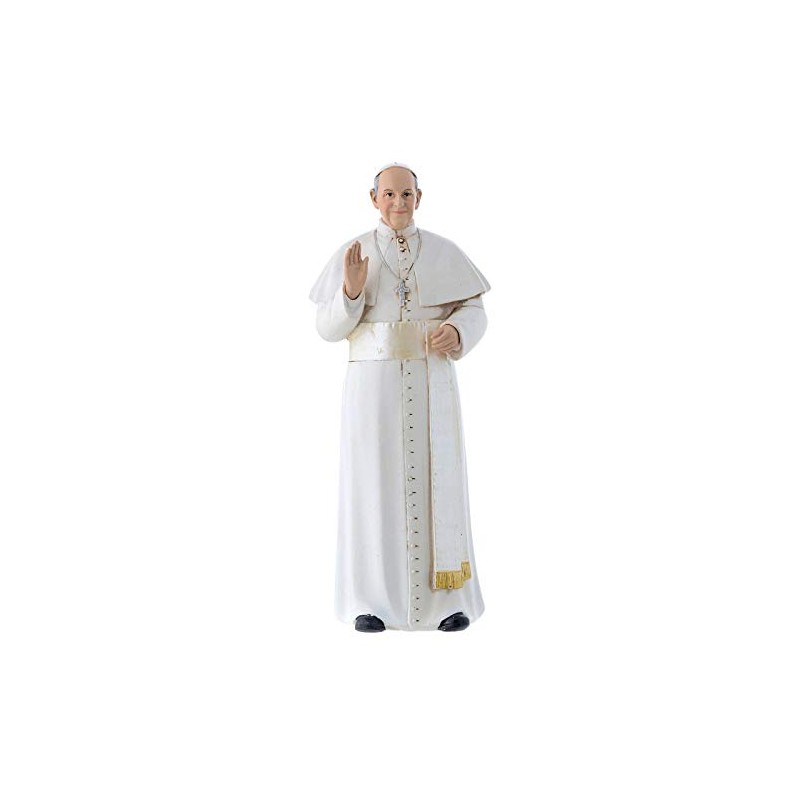 Statue Pope Francis Painted Wood Mass 15 cm