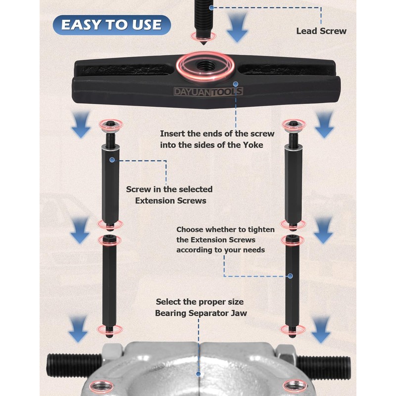 DAYUAN 14pcs Bearing Separator Puller Set, Heavy Duty 5 Ton