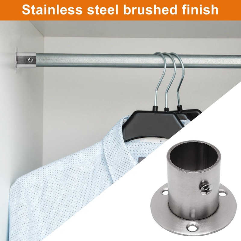S SYDIEN 4PCS Closet Pole Socket, 1-1/4 Inch Stainless Steel
