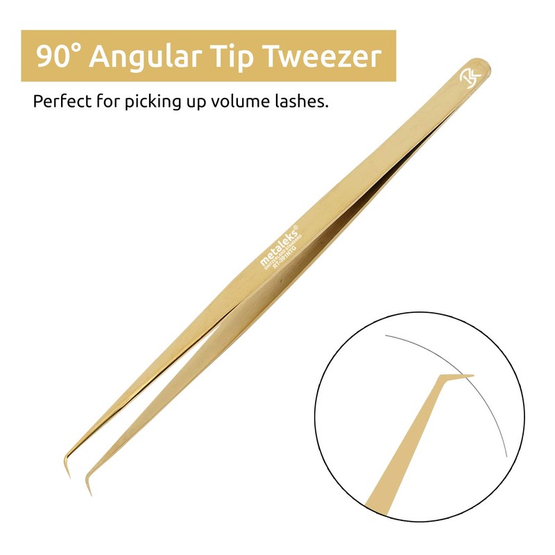 90° Angular Volume Tweezers (Golden Titanium Coated.)