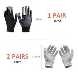 CQQNIU 3 Pairs Work Protective Gloves Cut Resistant Breathable Wear Resistant For Kitchen Woodworking Gardening Construction Gloves