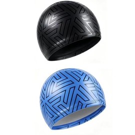 2 Gorra Natacion de PU para Adultos, Gorro Nadar de Impermeable Elasticidad,Unisexo,Ideal para Cabello Largo y Corto,Adecuado para natación, Entrenami