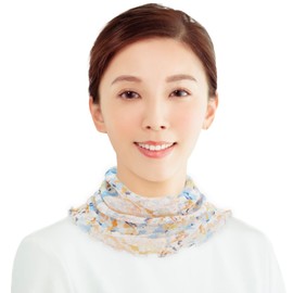 Poweforest, Mother's Day, 100% Silk, Neck Cover, Silk Neck Warmer, Summer, UV Protection, UV Protection, Sunburn Protection, Women's, Floral, Scarf, Birthday Gift, Present, Beige Floral, Free size