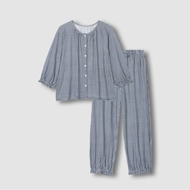 JAJU [JAJU/자주] 여 피치스킨 9부 파자마 세트_라이트 네이비 [JAJU] Women's Peach Skin 9-Part Pajama Set_Light Navy