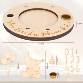 bssmmai Geburtstagsteller Holz, Geburtstagszug DIY Geburtstagsdeko Geburtstagsteller mit Gravur Jahreszahlen 0-9 für Baby Kinder Personalisierter Geburtstagsteller als Geburtstagsdeko