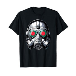 Mens Bangladesh Flag Pride Heritage Man Gas Mask Graphic T-Shirt
