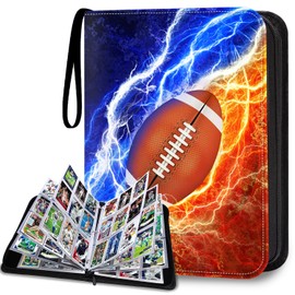 LOMONEH Football Card Binder 9 Pocket Fits 900 Cards, Trading Card Binder Album Display Holder with 50 Removable Sleeves for Hockey,Basketball,Baseball,Sports,Yugioh,MTG,TCG,Games Trading Cards