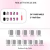IMRAIN Press on Nails Short Square Fake Nails Pink Black