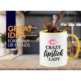 Flairy Land Makeup Artist 2Tone Mug 11oz Yellow -Cr*zy Lipstick Lady - Model Beautician Hairdresser Makeup Enthusiast Actresses Esthetician MUA