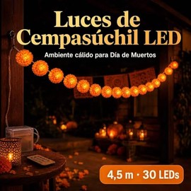Guirnalda de Flores, 4.5m 30 LED Cempasúchil Artificial