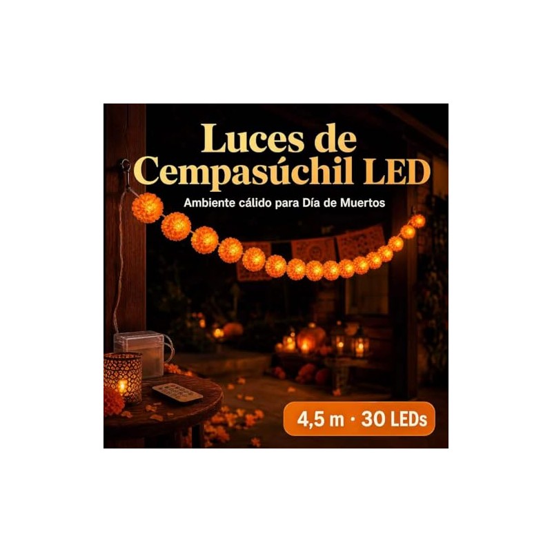 Guirnalda de Flores, 4.5m 30 LED Cempasúchil Artificial
