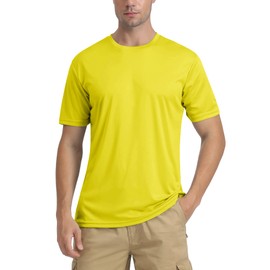 EKLENTSON Men's Rashguard T-Shrits UPF 50+ Sun Protection Tops Quick Dry Diving Swimming Surfing Shirts Yellow,XL