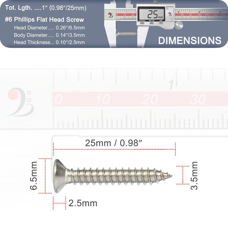 Wood Screws - 120PCS Flat Head Phillips Screws, 304 Stainless