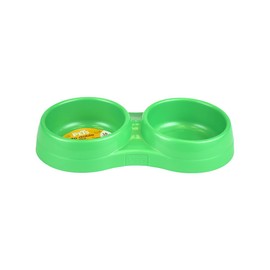 Fancy Pets Plato Plástico Doble para Perros y Gatos 16 oz, Divisiones Separadas, Ligero y Resistente, Fácil Limpieza, Colores Surtidos