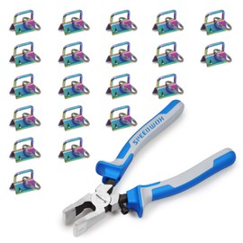 SPEEDWOX 20Pcs 1" Rainbow Key Fob Hardware with Key Fob Pliers Set, 8" Glass Running Pliers with Rubber Tips, Hardware with Key Ring for Wristlet Keychain Hardware Install