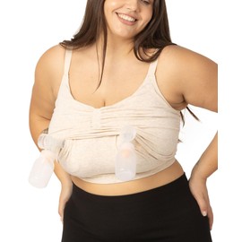 Kindred Bravely Sublime Lounge & Sleep Pumping Bra | Pumping & Nursing Sleep Bra (Oatmeal Heather,Large-Super Busty)