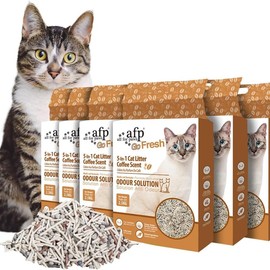 All For Paws Natural 5-In-1 Cat Litter Coffee Scent with 24/7 Power Odor Control Dust-Free, 5.5lb/Bag - Quantity: 6 Bags-33 LB
