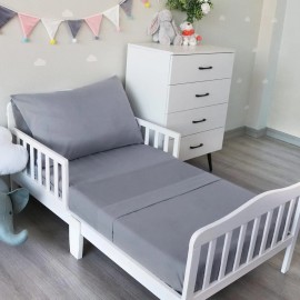 Biloban 3-Piece Toddler Sheet Set Microfiber, 3 Piece Set, Grey
