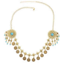 FRCOLOR Hair Jewellery Forehead Chain Jewellery for Women Chain Jewellery for Women Bohemian Headdress Headband with Chains Women's Jewellery Costume Headpiece Imitation Turquoise Golden