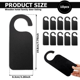 UPIQNG 10Pcs DIY Wooden Door Hangers Message Board Unfinished Door Tags Hanger Blank Wood Knob Hanger for Home Hotel Restaurant Office Decoration,Black