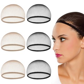 6 Stück Haarnetz Nylon Wig Cap Haarnetz für Perücken Dehnbare Atmungsaktive Perücke Kappen Perückennetz Unterziehhaube Elastische Perücken Zubehör für Partys Ballett Bun Schlafende Frauen