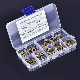 70 Pieces M4 / M5 / M6 Threaded Insert Zinc Alloy Furniture Hex Drive Head Insert Nuts Set Nut Wood Insert Nuts Assortment