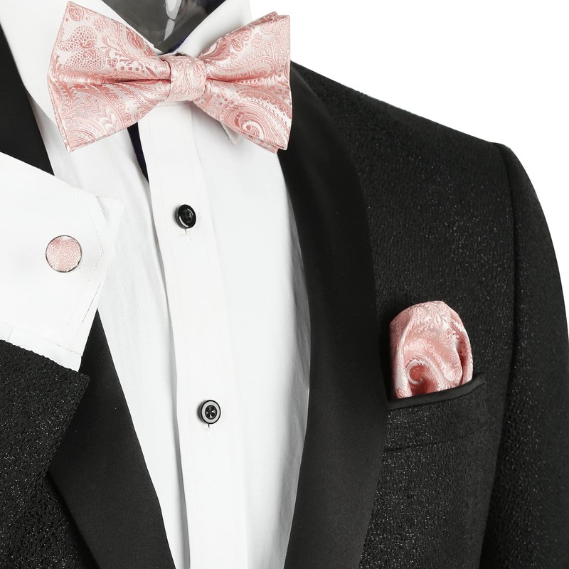Alizeal Mens Paisley Pre Tied Bow Tie Pocket Square Cufflinks