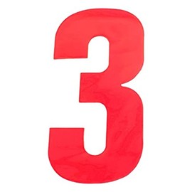 Merriway BH05631 (2 Pcs) Red High Visibility Reflective Plastic Stick-On Wheelie Bin Post Box Crate Dust Bin Numeral 150 mm (6 Inch) Number 3 - Pack of 2 Pieces