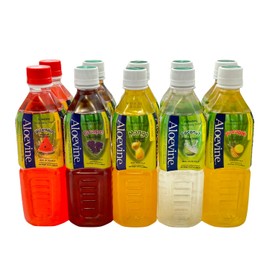 Aloevine Fruity Fun Variety Pack |16.9 oz. pack of 10 l 2 watermelon, 2 grape, 2 mango, 2 coconut, 2 pineapple | plant based Vegetable Korean drinks