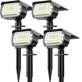 LANSOW Solar Spot Lights Outdoor, [4 Pack/57 LED] 2-in-1 Solar Landscape Spotlights, 3 Modes IP65 Waterproof Dusk to Dawn Solar Powered Flood Wall Lights for Outside Yard Garden Pathway(Cool White)