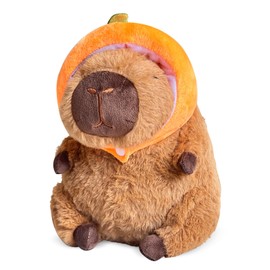 Liraziva Capybara Plush Toy Capybara Stuffed Animal Soft Capybara Toys Cute Plushie Simulation Animal Plush Toy Capybara-wear Orange hat Gift for Kids and Adults 25cm/9.8Inches
