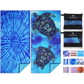 2 Pack Microfiber Thin Lightweight Beach Towel Oversized 71x32 Extra Large Sand Free Towels for Travel Swim Pool Yoga Gym Camping for Adults Women Men Beach Essentials Accessories Vacation Gift