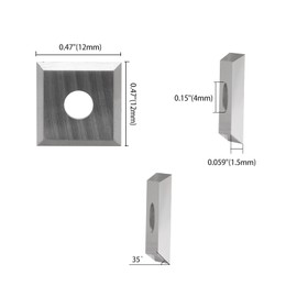 Indexable Cutting Inserts, Reversible Blade, Pack of 10 Replacement Blades, Carbide Inserts, Square, Sharpened on the Side, Interchangeable Carbide for Face Milling Cutter for Wood, Wood Turning Tool